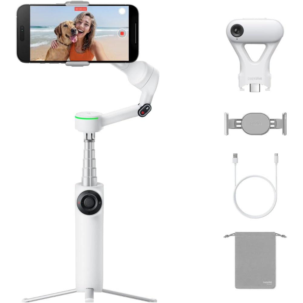 Insta360 Handheld Gimbals Flow 2 Pro Ai Tracker Bundle Summit White